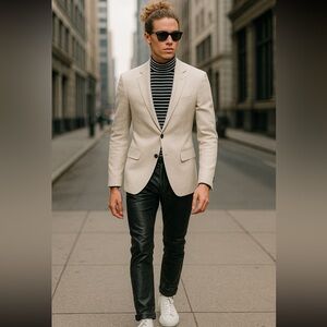 Men's White Linen Jacket